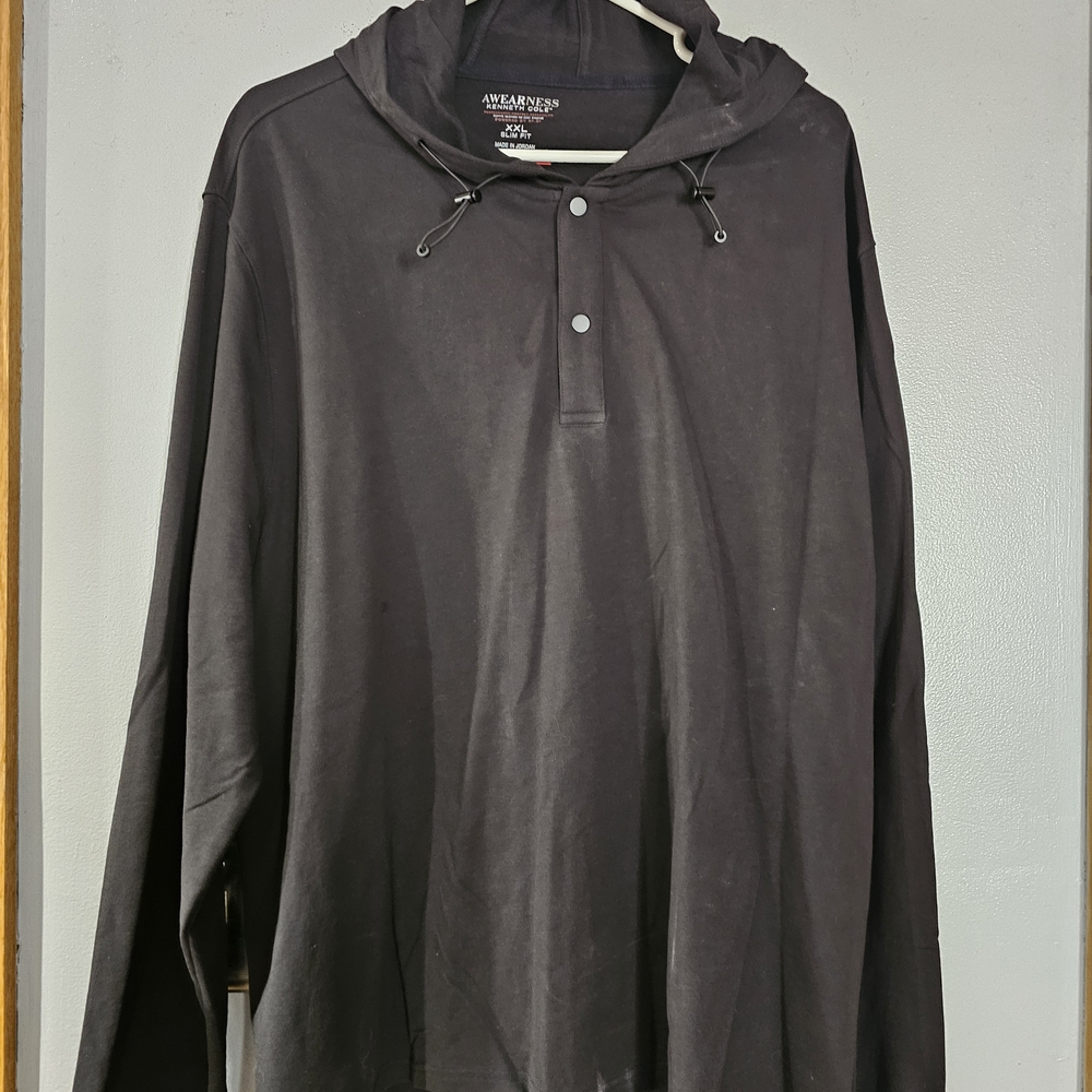 Kenneth Cole Charcoal Hoodie with Button Accents